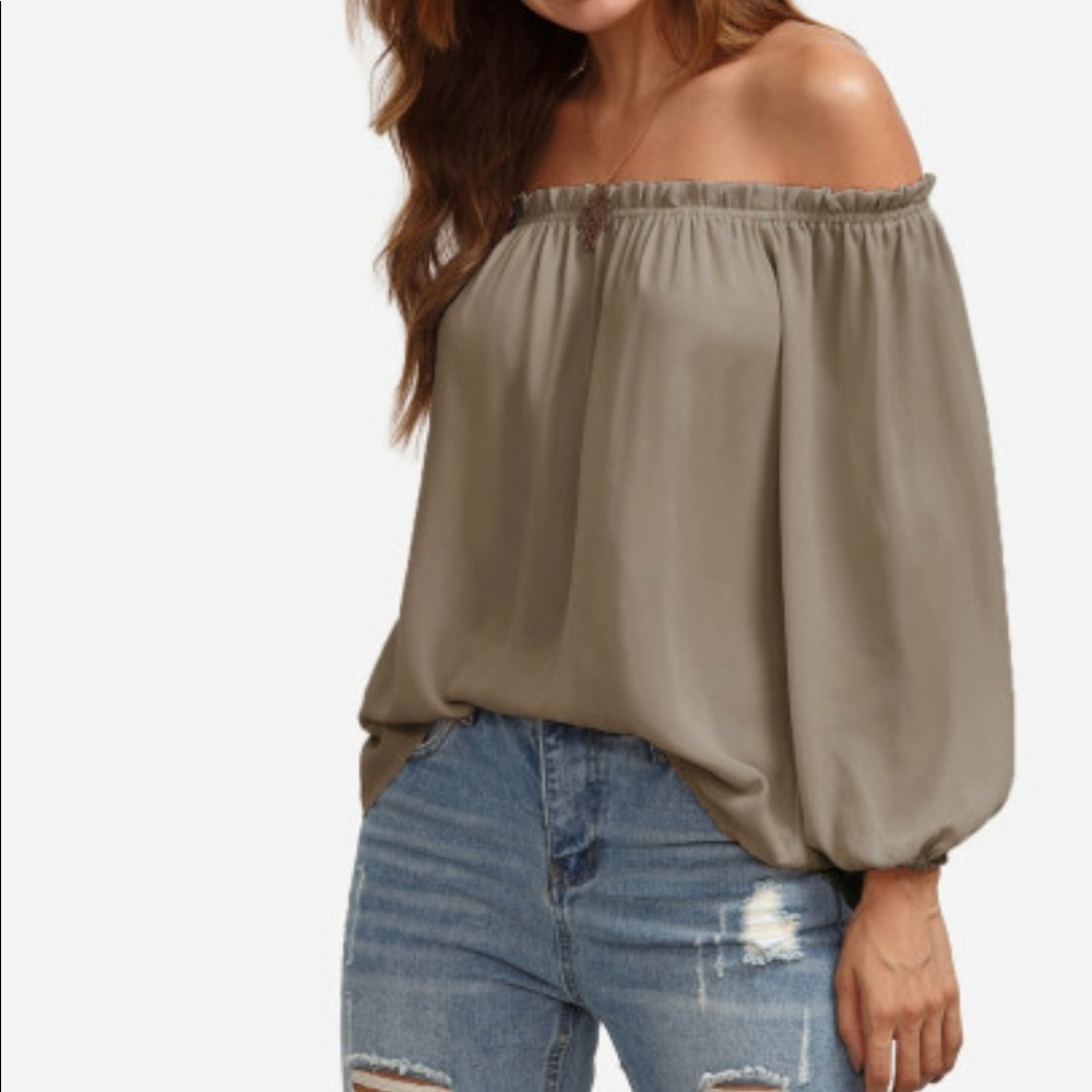 Tan Off Shoulder Top